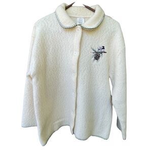 Vintage embroidered fluffy Teddy coat hand sewn edges.